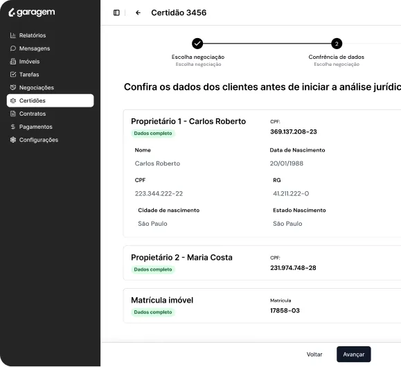 Digite os dados