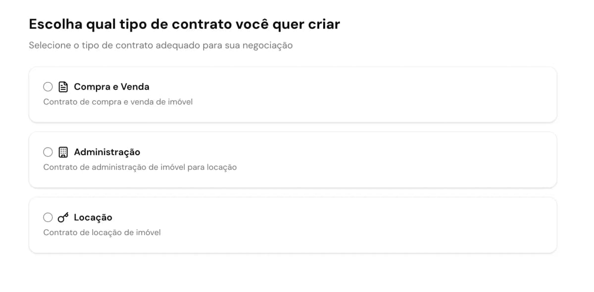 Diferentes tipos de contratos disponíveis