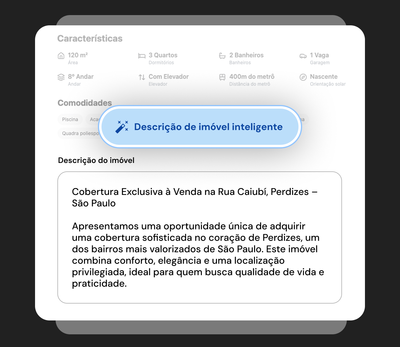 Crie a descrição do imóvel em 1 clique